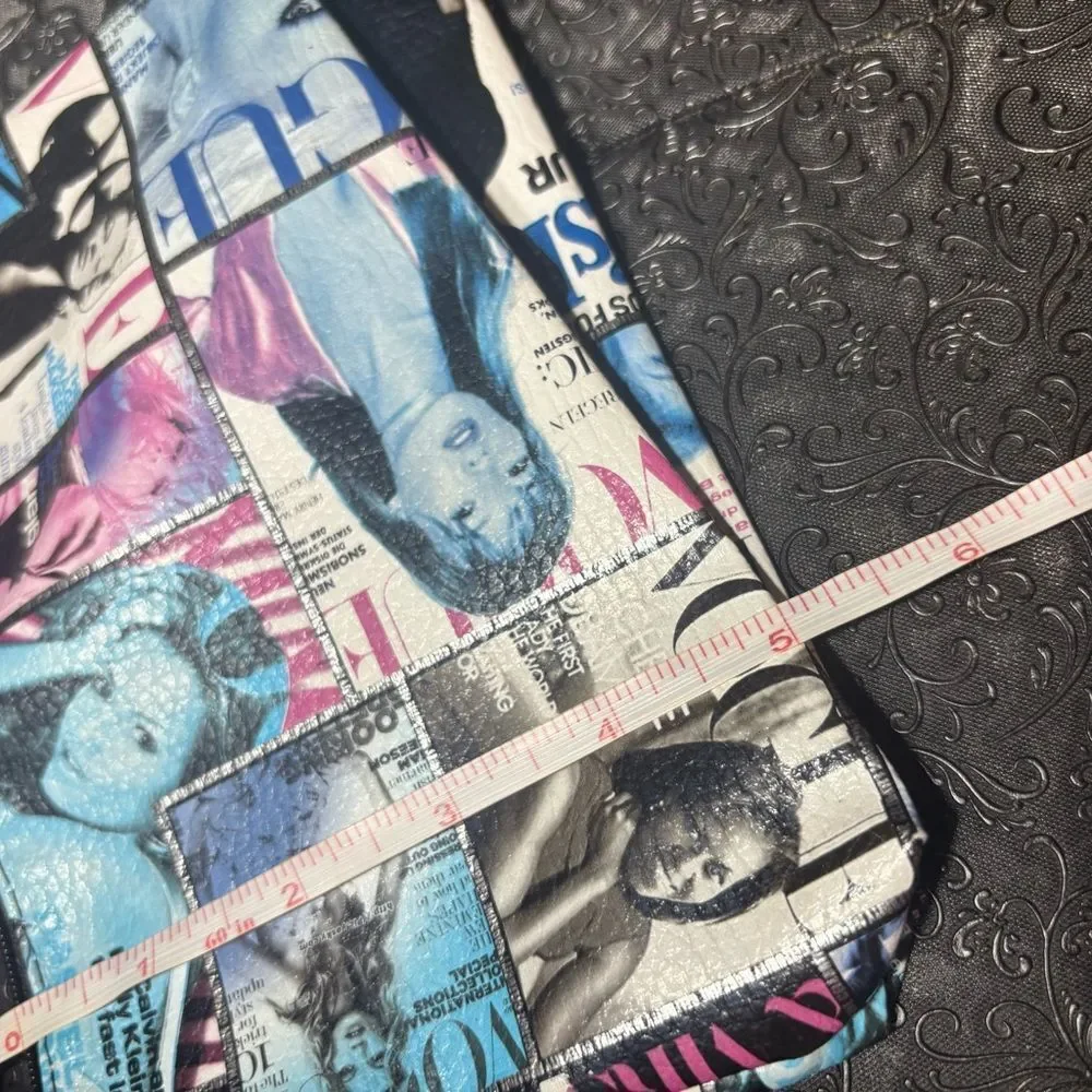 Magazine-Cover Print Wristlet Clutch - Multicolor NWOT
